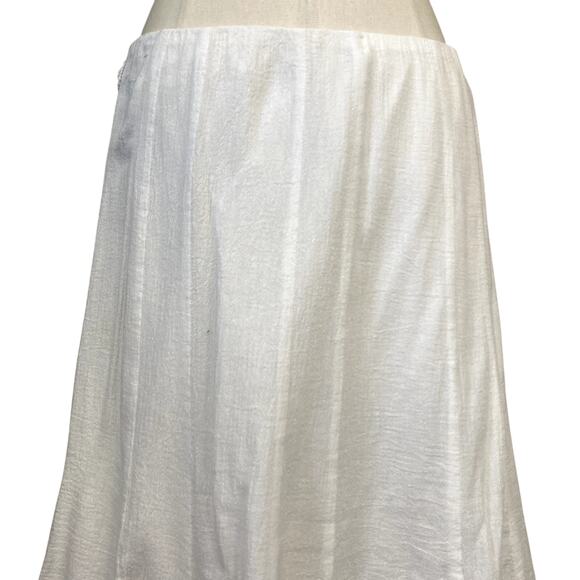 Y2K Dress Barn White Cotton Fairy Core Boho Whimsy Coquette Flare Fishtail Skirt - Picture 9 of 12